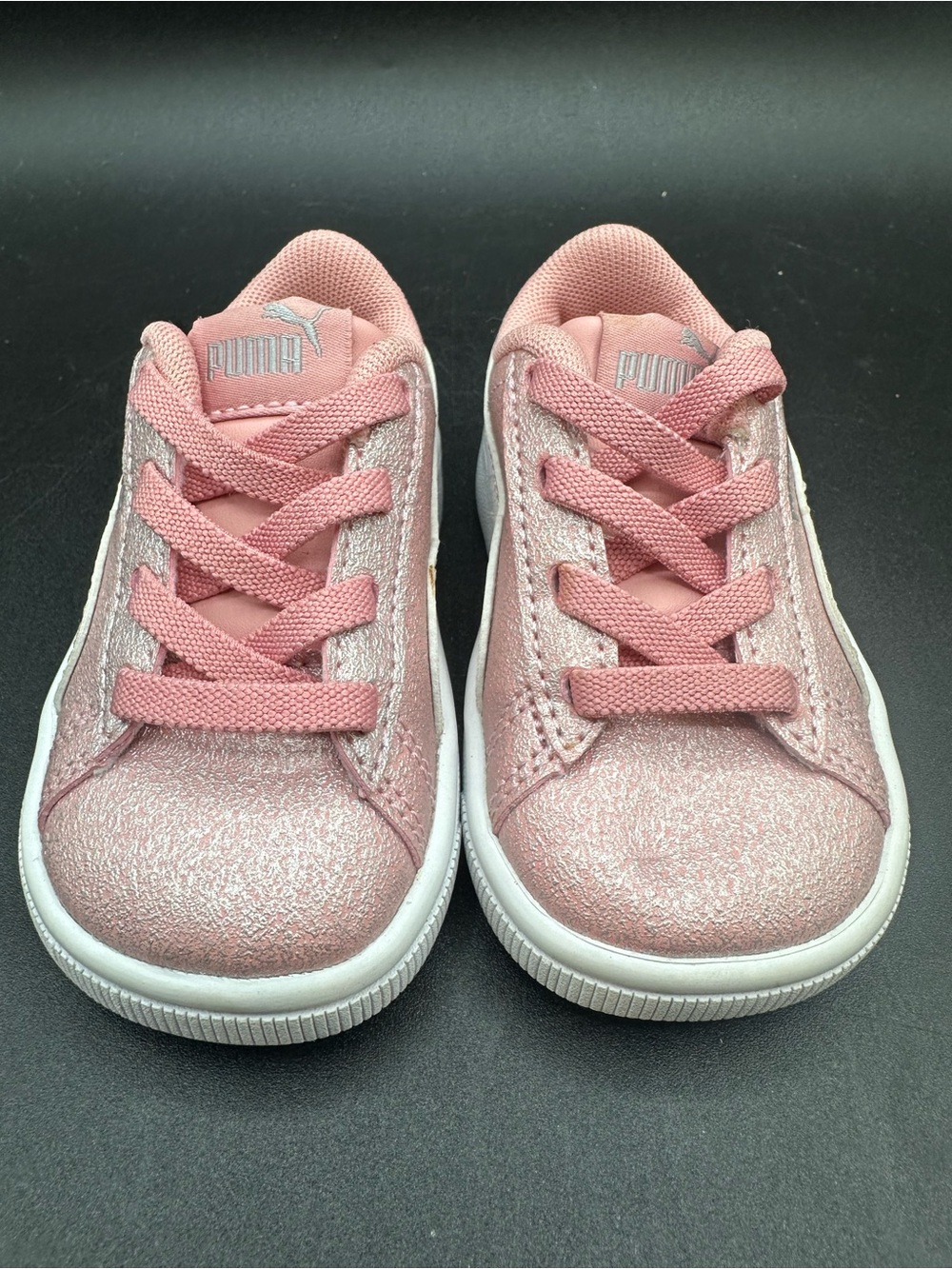 Puma Vikky Glitz pink glitter slip on tennis shoe baby size 4C - Picture 2 of 6